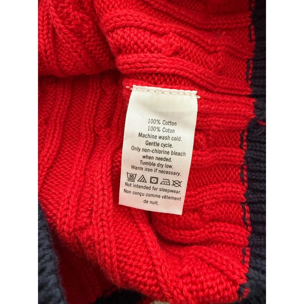 Janie and Jack Cable-Knit Sweater Vest Boys Size 7 Red/‎ Navy Cotton Preppy